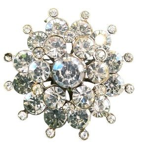 Coro vintage clear‎ rhinestone signed cluster pin brooch raised silver metal.